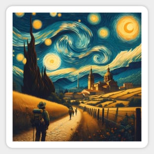 Camino de Santaigo, Spain, in the style of Vincent van Gogh's Starry Night Sticker